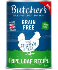 BUTCHER'S Original Tripe Chicken and Rumen Pate - wet dog food - 400g Suņu barība