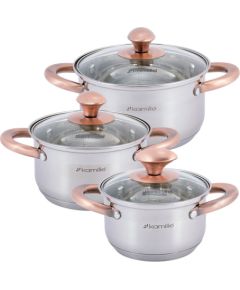 Набор кастрюль 3 шт. (1.0L, 1.5L, 2.0L), 4936, Kamille Katli