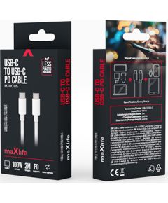 Maxpower Type-C to Type-C Cable 100W 2m MXUC-05 By Maxlife White Дата USB-кабели