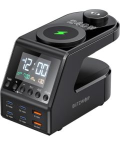 Blitzwolf BW-FW10 alarm clock with charger 2xUSB-A, 4xUSB-C, 240W Jaunumi - Datori
