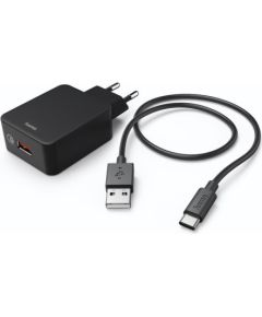 Hama Quick Charger With USB-C cable, 19,5 W, 1,5 m, black - Charger with cable Зарядные устройства