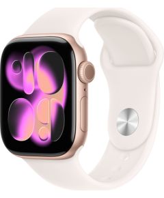 Apple Watch 11 GPS + Cellular 42mm Sport Band M/L, rose gold/light blush (MF8F4ET/A) Jaunumi - Viedierices