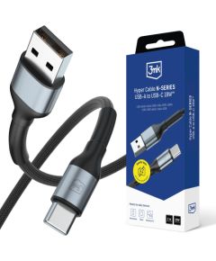 3mk Hyper Cable N-SERIES USB-A | USB-C 2m 9V|2A 18W | melns Data USB kabeļi