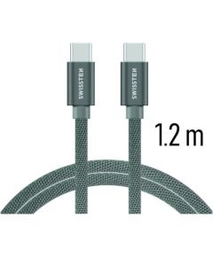 Swissten Textile Fast Charge 3A USB-C / USB-C Кабель для передачи данных и зарядки 1.2m Дата USB-кабели