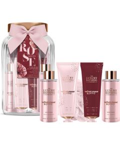 Uniquee Luxury Velvet Rose Dárková sada ve skleněné dóze ( Růže & Pivoňka ) Ķermeņa kosmētika
