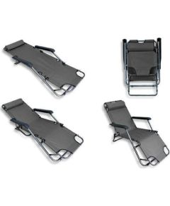 CreativeHome Leżak plażowy ogrodowy składany szary Guļamkrēsli un sauļošanās krēsli