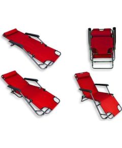 CreativeHome Leżak plażowy ogrodowy składany czerwony Guļamkrēsli un sauļošanās krēsli