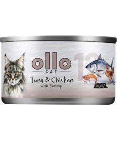 Ollo Tuna & Chicken with Shrimp in Jelly Nr 12 70g Консервы кошек