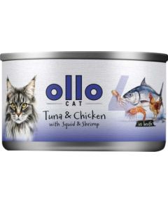 Ollo Tuna & Chicken with Squid & Shrimp in Broth Nr 4 70g Консервы кошек