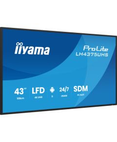 Iiyama LH4375UHS-B2AG, public display (black (matt), UltraHD/4K, IPS, speakers, daisy chain) Monitori