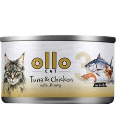 Ollo Tuna & Chicken with Shrimp in Broth Nr 3 70g Консервы кошек