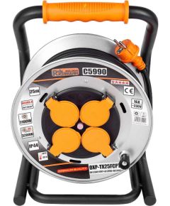 Pagarinātājs saritināms uz spoles Richmann C5990; 25 m; 3 x 1,5 mm² Strāvas pagarinātāji