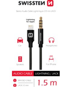 Swissten Textile Audio Adapteris Lightning / 3,5 mm / 1.5m Jaunumi - Audio-Video