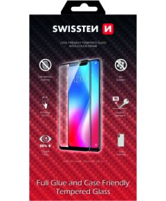 Swissten Full Face Tempered Glass Aizsargstikls Pilnam Ekrānam Huawei P30 Lite Melns Ekrānu aizsardzība