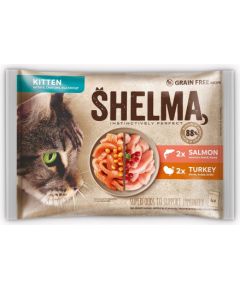 SHELMA Kitten with salmon and turkey in sauce - wet cat food - 4x85g Kaķu konservi