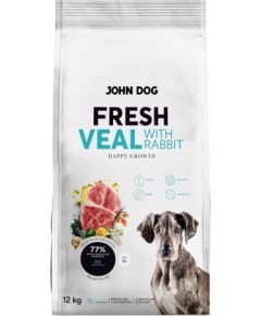 John Dog JUNIOR FRESH VEAL WITH RABBIT Karma sucha dla psa 12kg Suņu barība