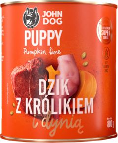 John Dog PUMPKIN Puppy dzik,królik,dynia 800g Suņu barība