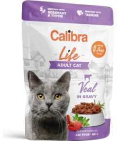CALIBRA Cat Life Adult Veal in gravy - wet cat food - 85g Kaķu konservi