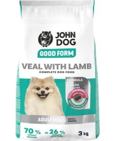 John Dog GOOD FORM MAŁE RASY cielęcina z jagnięciną Karma sucha dla psa 3kg Suņu barība