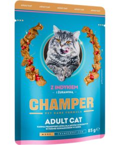 CHAMPER with turkey and cranberries - wet cat food - 85g Kaķu konservi