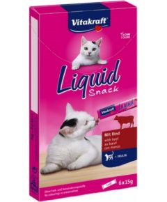 VITAKRAFT Cat Liquid-Snack with beef - cat treats - 6 x 15g Сухой корм для кошек