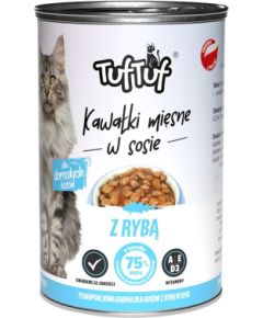 Tuftuf TUF TUF Pieces of meat in sauce with fish - wet cat food - 415g Kaķu konservi