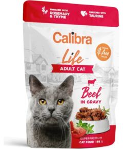CALIBRA Cat Life Adult Beef in gravy - wet cat food - 85g Kaķu konservi