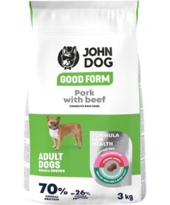 John Dog GOOD FORM MAŁE RASY wieprzowina z wołowiną Karma sucha dla psa 3kg Suņu barība