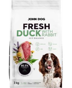 John Dog ADULT FRESH DUCK WITH RABBIT Karma sucha dla psa 3kg Suņu barība