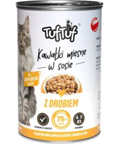 Tuftuf TUF TUF Pieces of meat in sauce with poultry - wet cat food - 415g Kaķu konservi