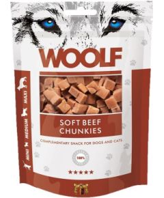 WOOLF Soft Beef chunkies - dog and cat treat - 100g Suņu barība