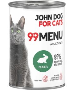 John Dog 99 menu dorosły królik karma mokra dla kota 400g Kaķu konservi