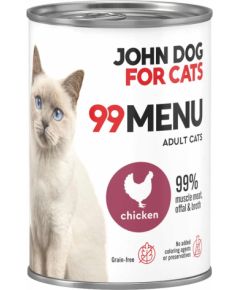 John Dog 99 menu dorosły kurczak karma mokra dla kota 400g Kaķu konservi