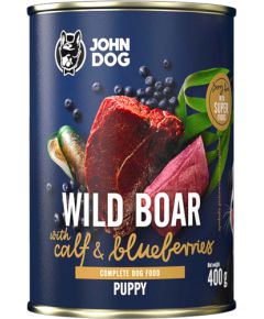 JOHN DOG BERRY SZCZENIAK DZIK Z CIELĘCINĄ I JAGODAMI mokra karma dla psa 400g Suņu barība
