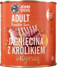 John Dog PUMPKIN Ad.jagnięcina królik dynia 800g Suņu barība