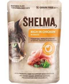 SHELMA Rich in chicken in sauce - wet cat food - 85g Kaķu konservi