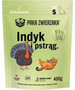 Paka Zwierzaka Indyk z pstrągiem kocięta "S" 400g Сухой корм для кошек