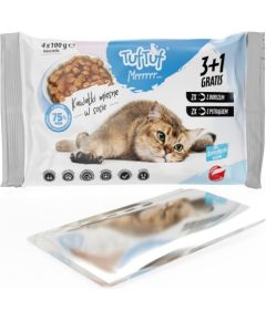 Tuftuf TUF TUF 2x with cod, 2x with trout - wet cat food - 4x100g Kaķu konservi
