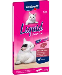 VITAKRAFT Liquid Snack Liver with biotin - a treat for cats - 6x15g Сухой корм для кошек