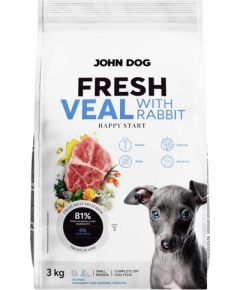 John Dog PUPPY FRESH VEAL WITH RABBIT Karma sucha dla psa 3kg Suņu barība