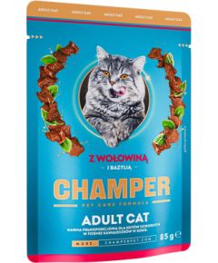 CHAMPER with beef and basil - wet cat food - 85g Kaķu konservi