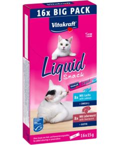 VITAKRAFT Liquid Snack Liver with Salmon - a treat for cats - 16x15g Сухой корм для кошек