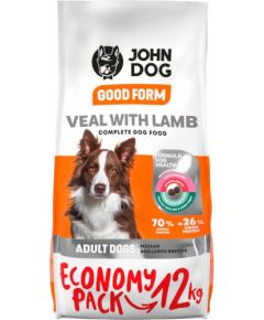 JOHN DOG Good Form Adult Medium and large breeds Veal with lamb - dry dog food - 12 kg Suņu barība