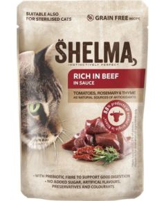 SHELMA Rich in beef in sauce - wet cat food - 85g Kaķu konservi