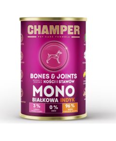 CHAMPER Bones & Joints Monoprotein Turkey - wet dog food - 400g Suņu barība