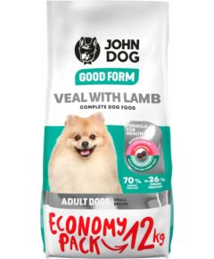 JOHN DOG Good Form Adult Mini  Veal with lamb - dry dog food - 12 kg Suņu barība