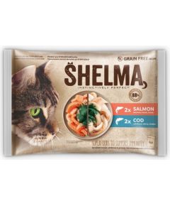 SHELMA with salmon and cod in sauce - wet cat food - 4x85g Kaķu konservi