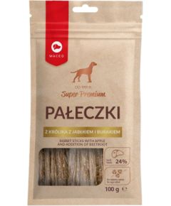 MACED Rabbit sticks with apple and addition of beetroot - Dog treat - 100g Suņu barība