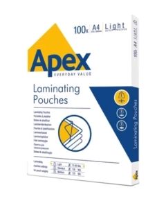 Laminēšanas plēve Fellowes APEX 100gab Glossy A4 LIGHT Ламинирующее оборудование
