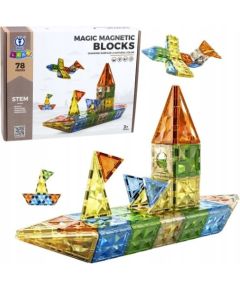 LeanToys Zestaw Klocki Magnetyczne Konstrukcyjne Figury Kształty 3D Kolorowe 78 el. Konstruktori 